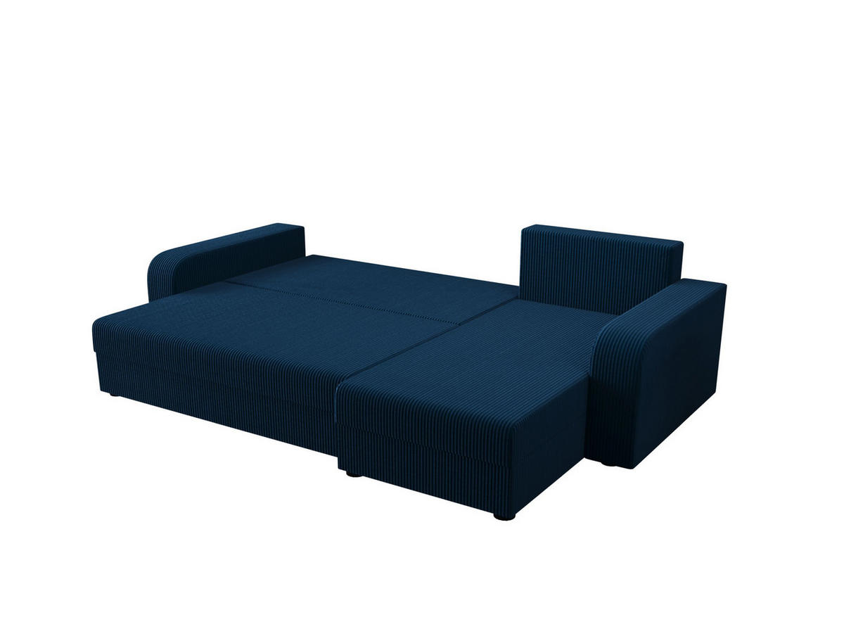 ECKSOFA HEWLET L BIS Zoom 13 Rechts mit Schlaffunktion - Dunkelblau, Textil (240/140cm) - Bedante