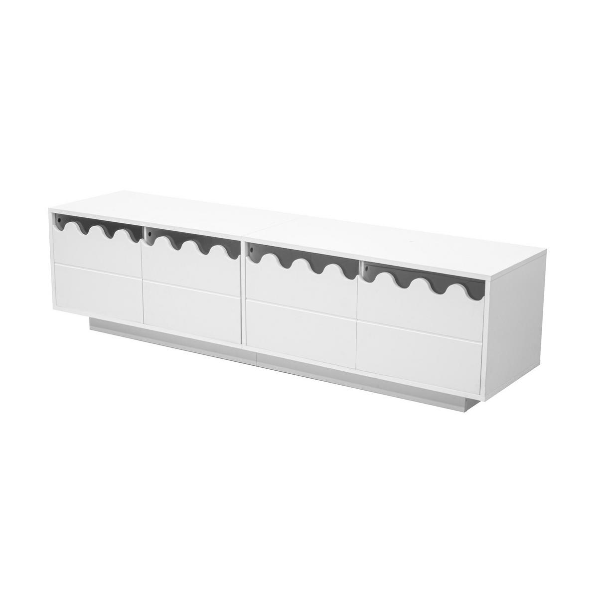 LOWBOARD 170/40/45 cm Weiß aus MDF und Spanplatte mit Wellen-Design - Weiß, Holzwerkstoff (45/40/170cm) - OKMYHOME