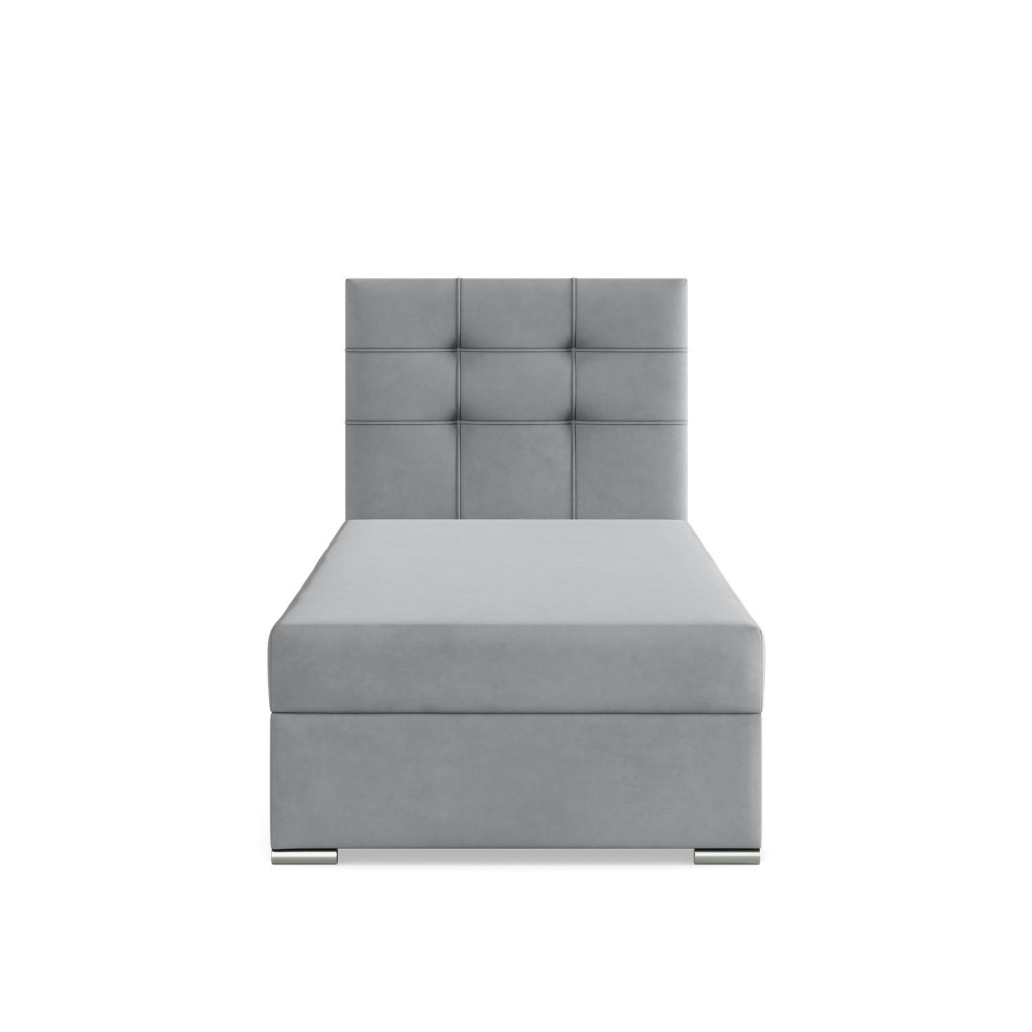 BOXBETT MIT KOPFTEIL 90x200 ELDA, Grau - Grau, Textil (90/200cm) - Mebligo