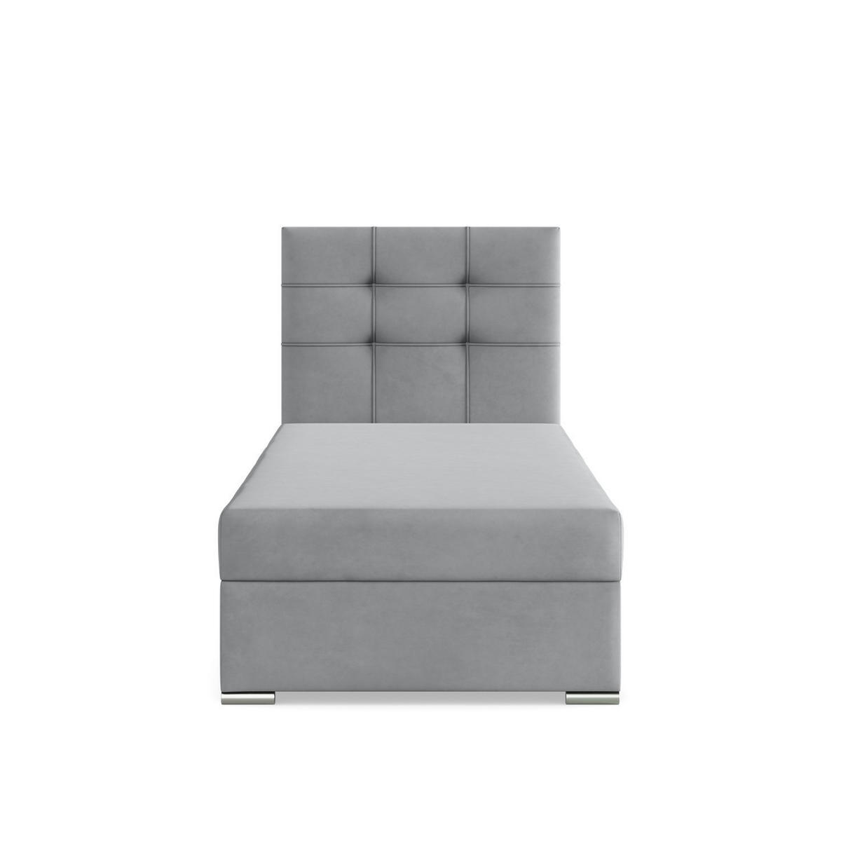 BOXBETT MIT KOPFTEIL 90x200 ELDA, Grau - Grau, Textil (90/200cm) - Mebligo