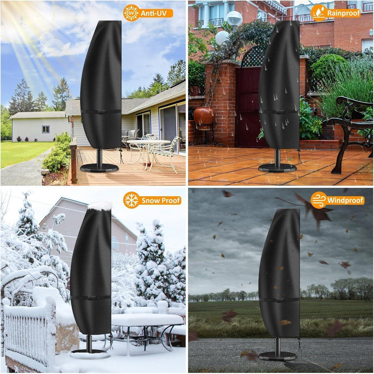 SONNENSCHIRM Schutzhülle 280 cm Wasserdicht 420D Oxford - Schwarz, Kunststoff (45/280/80cm)