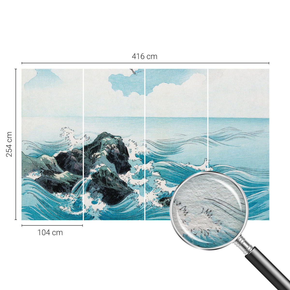 FOTOTAPETE 416x254 cm - Meeresszene - Blau, Textil (416/254cm) - Wallfluent