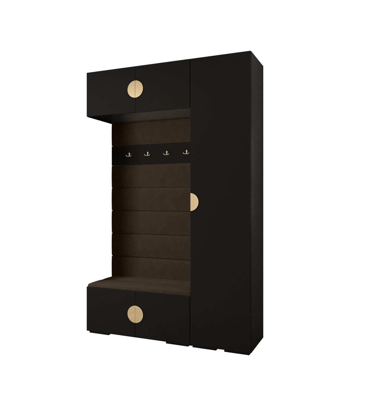 GARDEROBEN-SET 236,7/150/47 - Goldfarben/Schwarz, Holz/Kunststoff (150/236.7/47cm) - Abiks Möbel