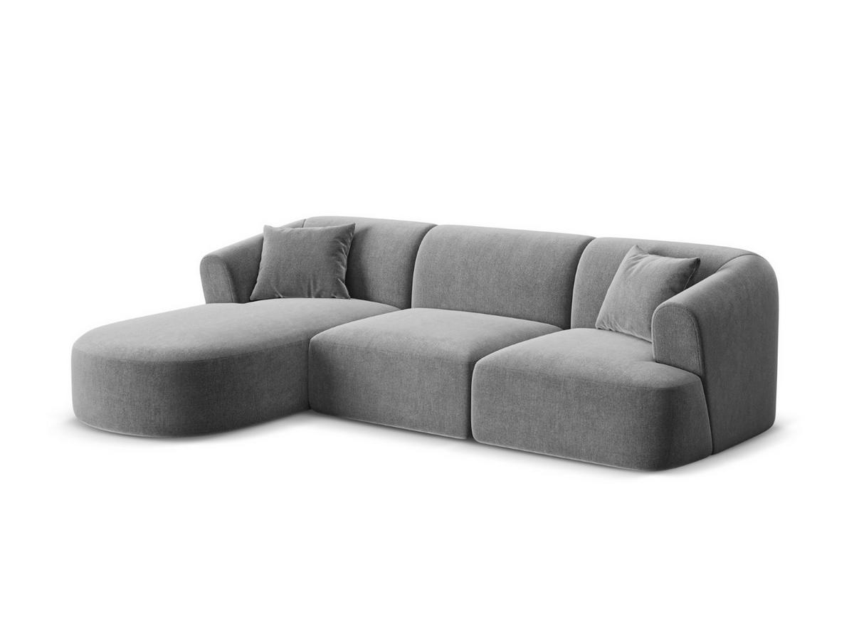 MODULARES-ECKSOFA links Campi aus Samt grau 4 Sitzplätze - Grau, Textil (156/256cm) - Cosmopolitan Design