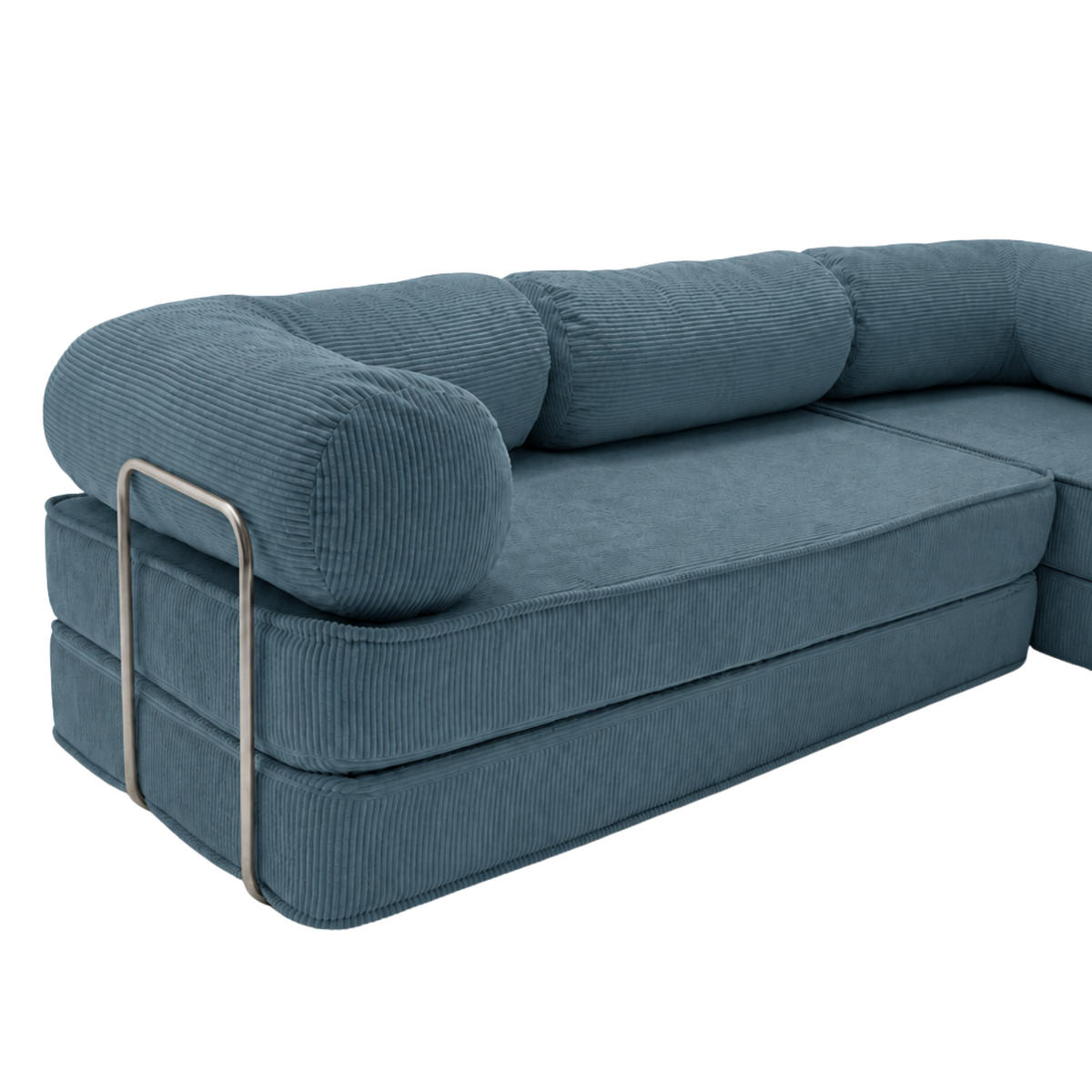 ECKSOFA Cord 300 x 200 cm Türkis mit Schlaffunktion - Türkis, Textil (300/200cm) - SURB
