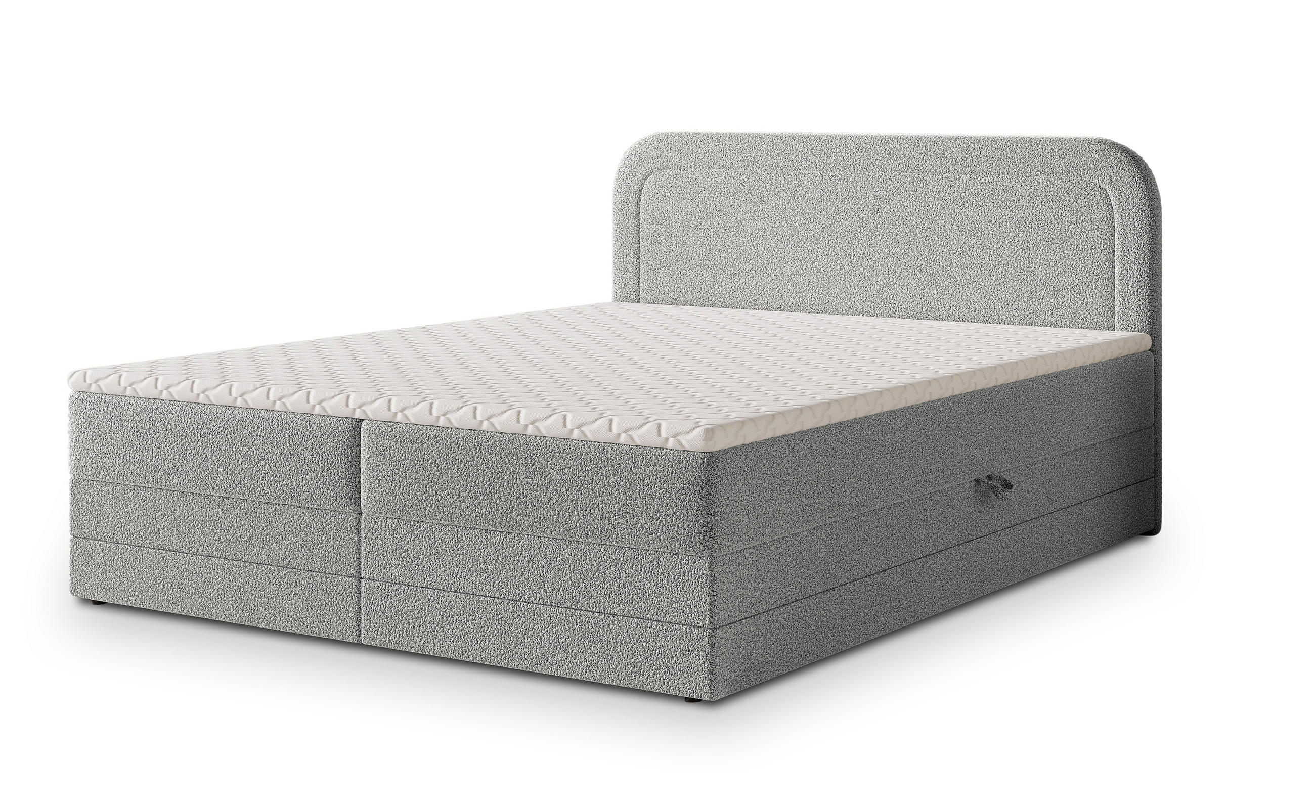 BOXBETT ARMEL 160x200 cm mit Matratze und Topper - Hellgrau - Hellgrau, Holz (160/200cm) - MASSENO