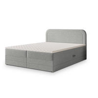 BOXBETT ARMEL 160x200 cm mit Matratze und Topper - Hellgrau - Hellgrau, Holz (160/200cm) - MASSENO