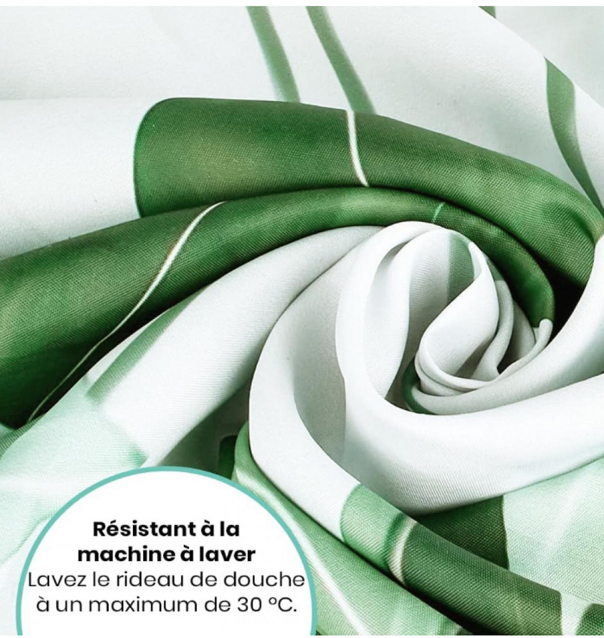 DUSCHVORHANG schimmelresistent Strelitzie Polyester mit Ringen Muster Blätter tropisch - Grün, Textil (180/200cm) - MCBOSON