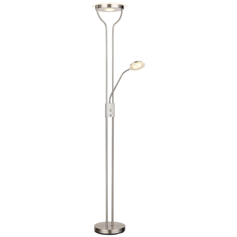 LED STEHLEUCHTE BRIANT, Silber, Metall, 2-flammig - Silberfarben, Glas (28/25.5/180cm) - Globo Lighting