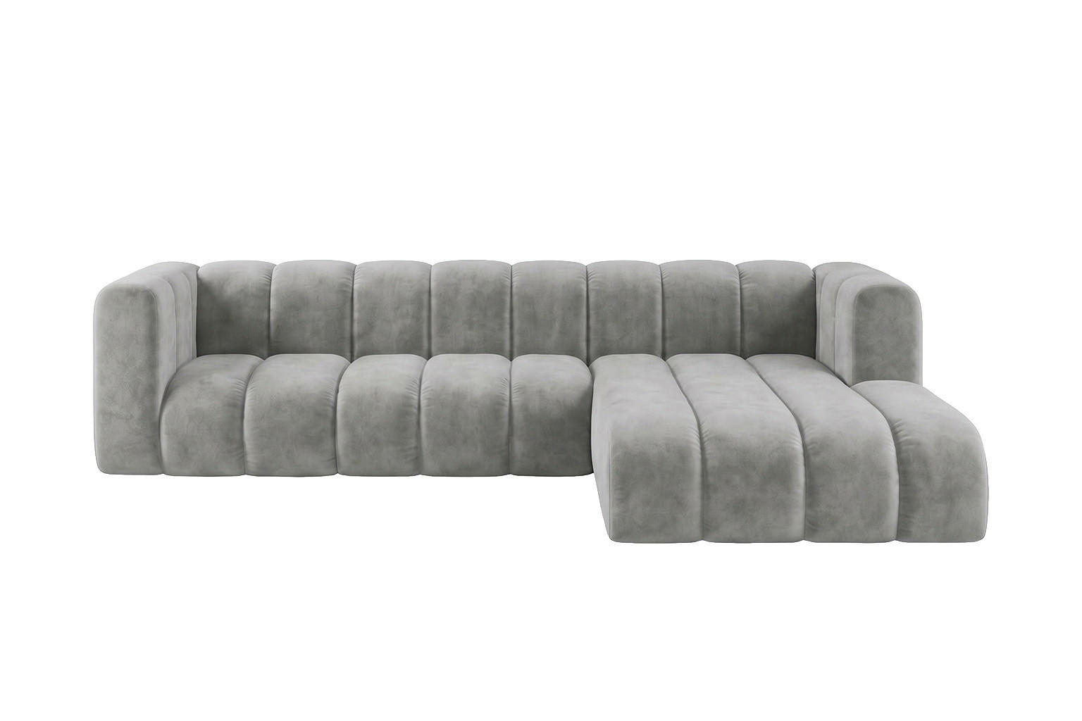 ECKSOFA Modulares In L-Form, Velvet-Stoff Riviera, Grau, Rechts, GRAND 287 cm - Grau, Holz (287/179cm) - Kaiser Möbel