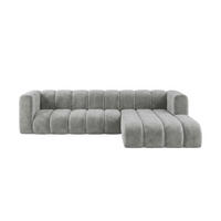 ECKSOFA Modulares In L-Form, Velvet-Stoff Riviera, Grau, Rechts, GRAND 287 cm - Grau, Holz (287/179cm) - Kaiser Möbel