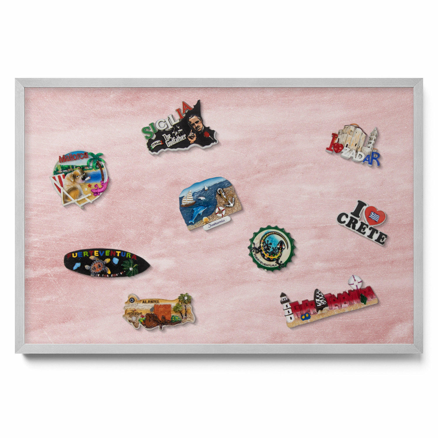 MAGNETTAFEL 60x40 cm Silberner Rahmen Pastell Felsstruktur - Rosa, Metall (60/50/0.4cm) - TULUP