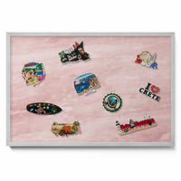 MAGNETTAFEL 60x40 cm Silberner Rahmen Pastell Felsstruktur - Rosa, Metall (60/50/0.4cm) - TULUP