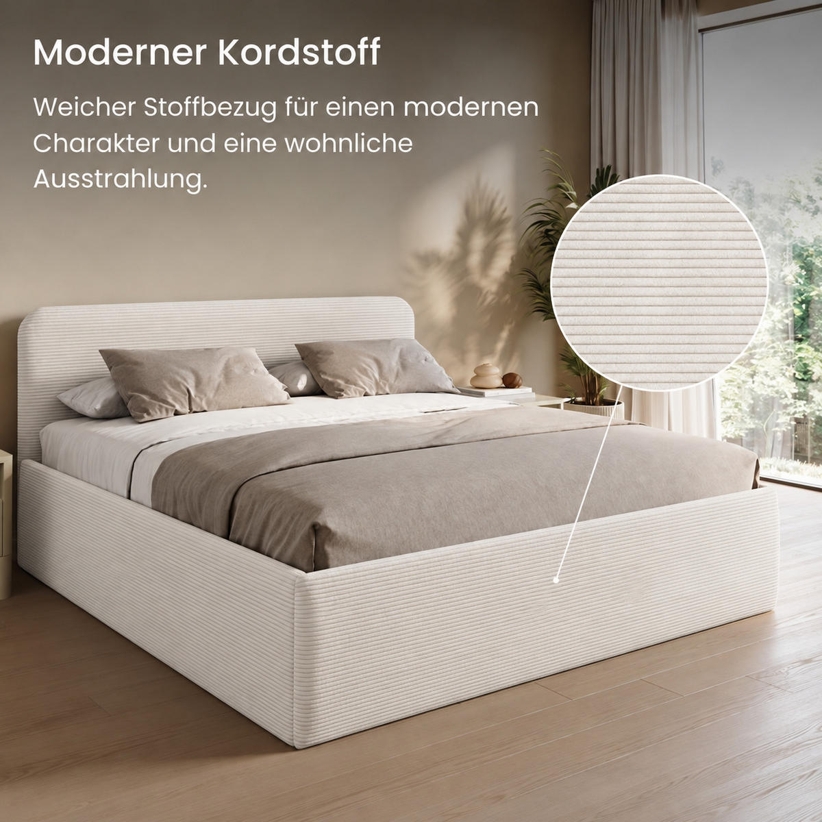 POLSTERBETT mit Bonnell-Matratze 160x200 cm in Weiß - Weiß, Holzwerkstoff/Textil (160/200cm) - Home Collective