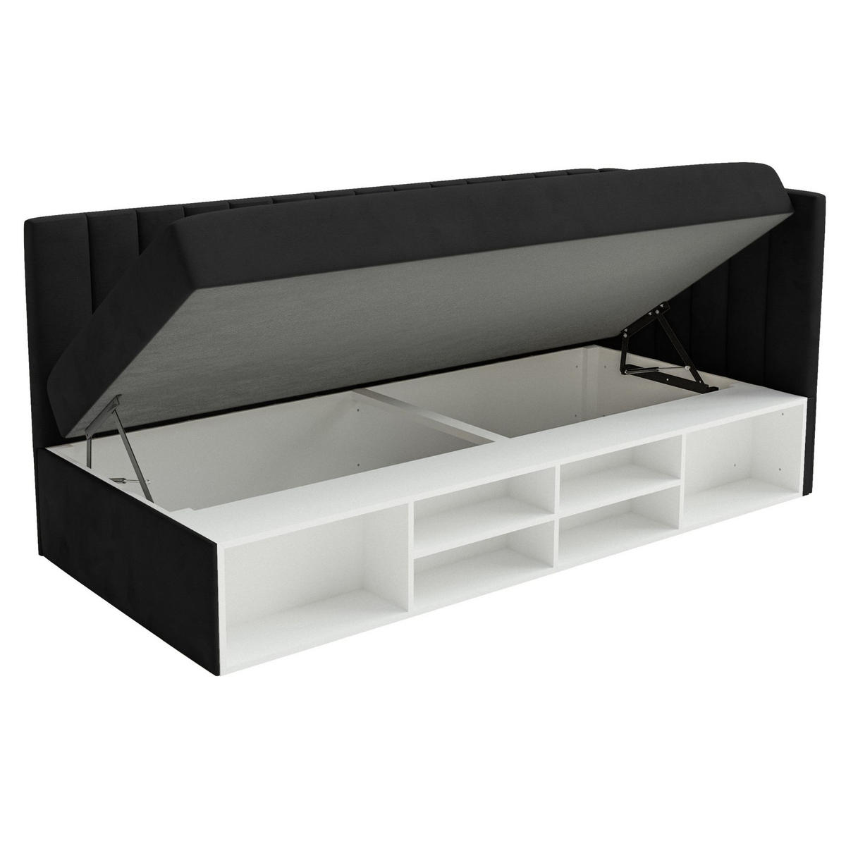 JUGENDBETT Ventrio Schwarz Easy-Clean-Samtbezug 90x200 cm - Schwarz, Holz/Textil (90/200cm) - Selsey