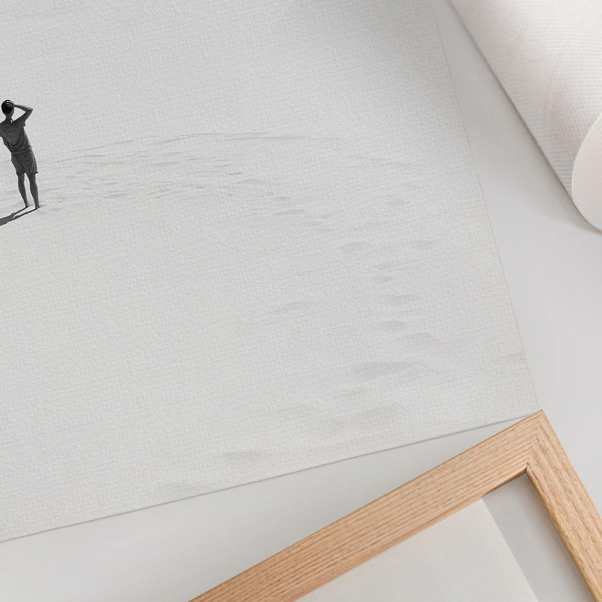 POSTER - 21x29 cm - Soft Structure - Mann im Sand - Weiß, Textil (21/29.7/0.1cm) - TULUP