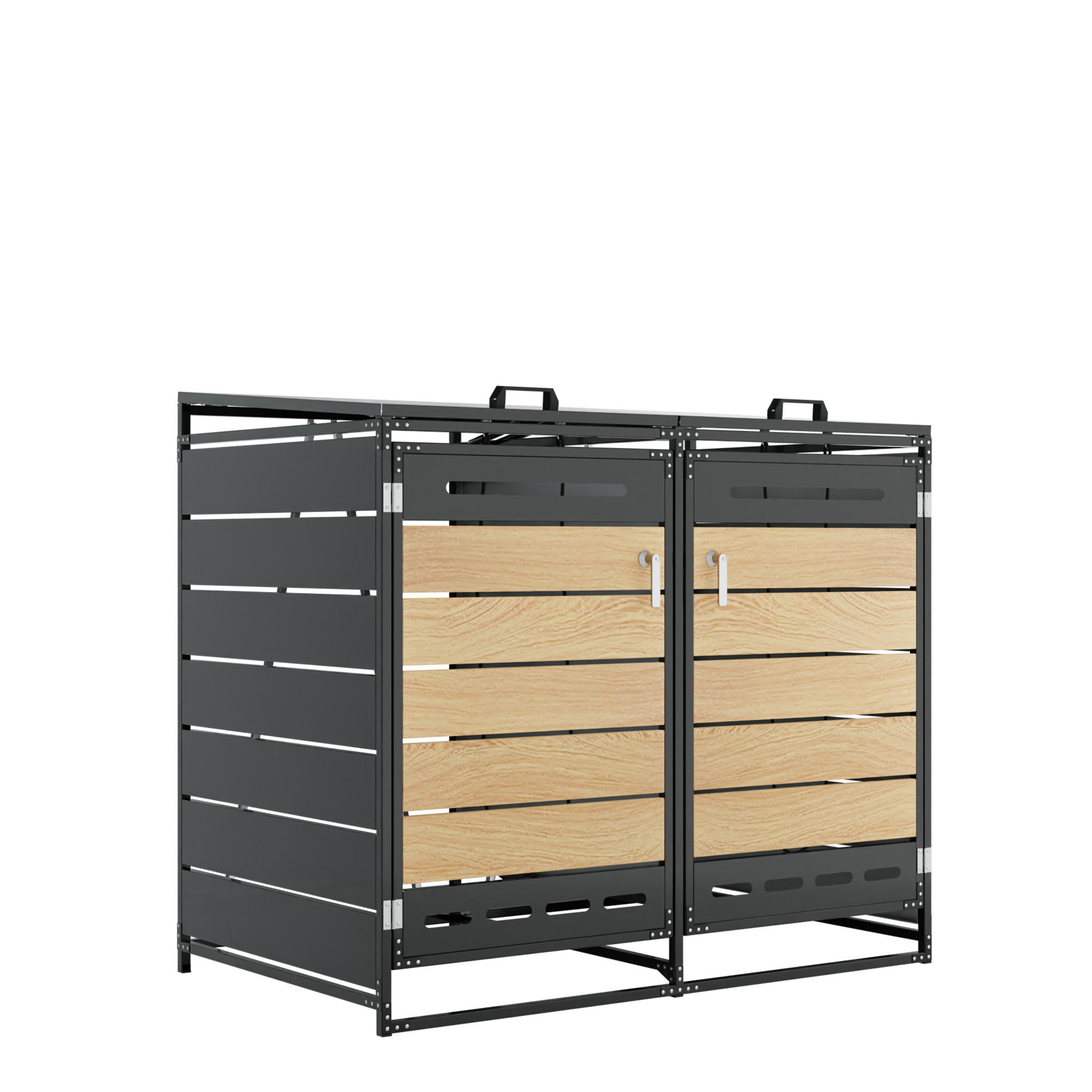 Flieks Mülltonnenbox Schwarz 131x116x79 cm