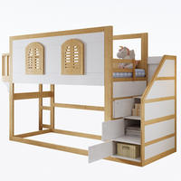 HOCHBETT 90x200 cm in Natur/Weiß mit Treppenschrank und Spielfläche - Weiß, Holz (90/200cm) - IVMEU