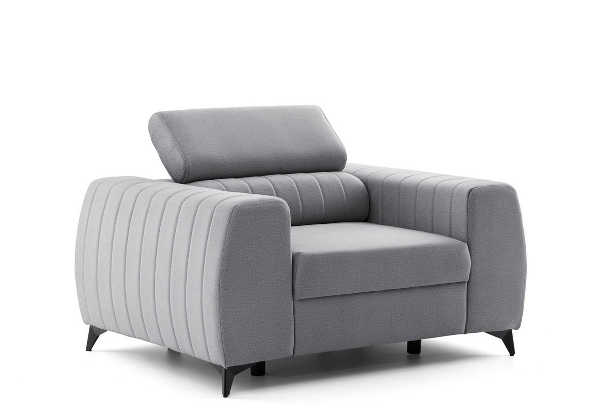 SESSEL PIERO mit verstellbare Kopfstütze Velours Grau - Schwarz/Grau, Holz/Textil (130/90/100cm) - Muffo