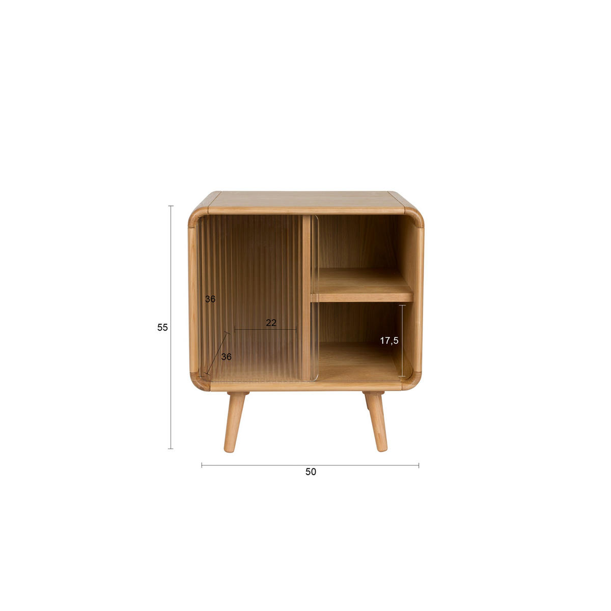 BEISTELLTISCH Rise Nachttisch Natural - Beige, Holz (40/50/55cm) - Zuiver
