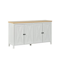 SIDEBOARD mit 4 Türen, 2 Fächern und Rundgriffen aus MDF in Weiß - Weiß, Glas/Holz (140/78/40cm) - EVRYAE