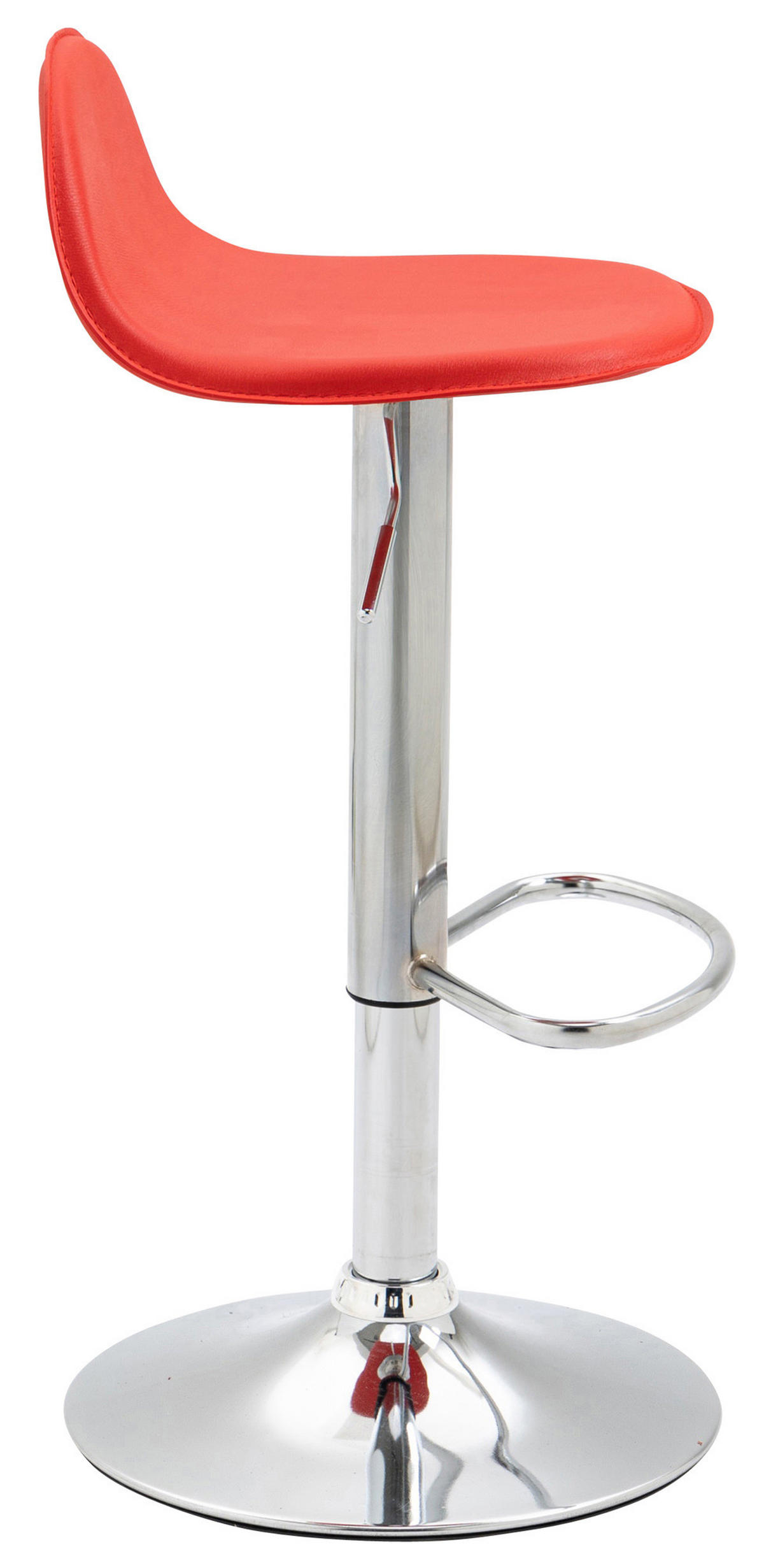 BARHOCKER Lederlook rot - Chromfarben/Rot, Textil/Metall (39/73/41cm) - CLP