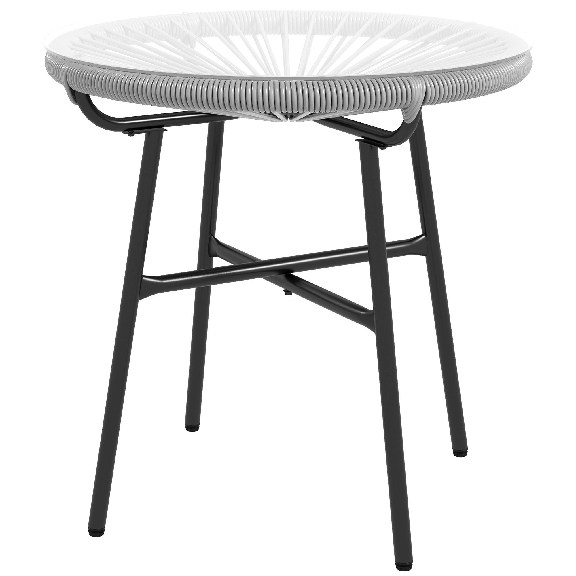 BALKONTISCH, Grau, Metall, PE Rattan - Grau, Kunststoff (50/50/50cm) - Outsunny
