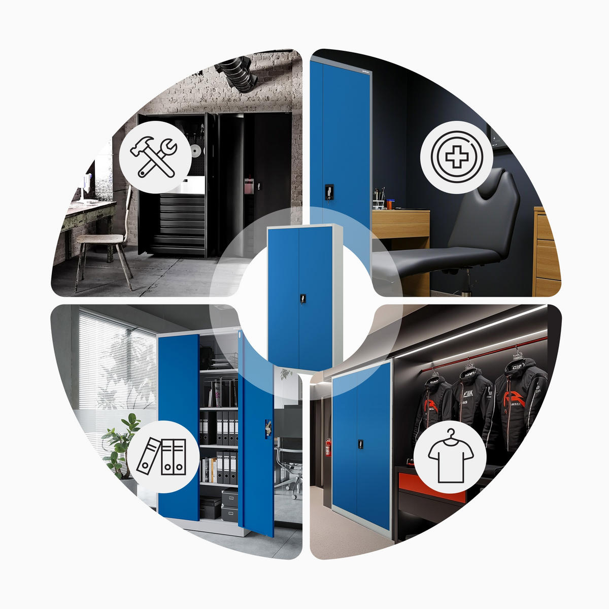 AKTENSCHRANK JAN H - Blau/Grau, Metall (90/195/40cm) - Jan Nowak