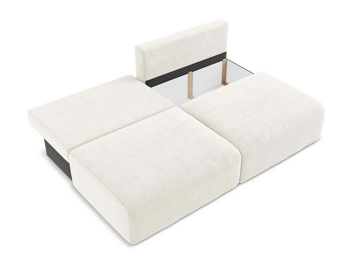 3-SITZER SOFA mit Schlaffunktion Chenille Stoff Weiß - Pink/Schwarz, Kunststoff/Textil (216/79/102cm) - Makamii