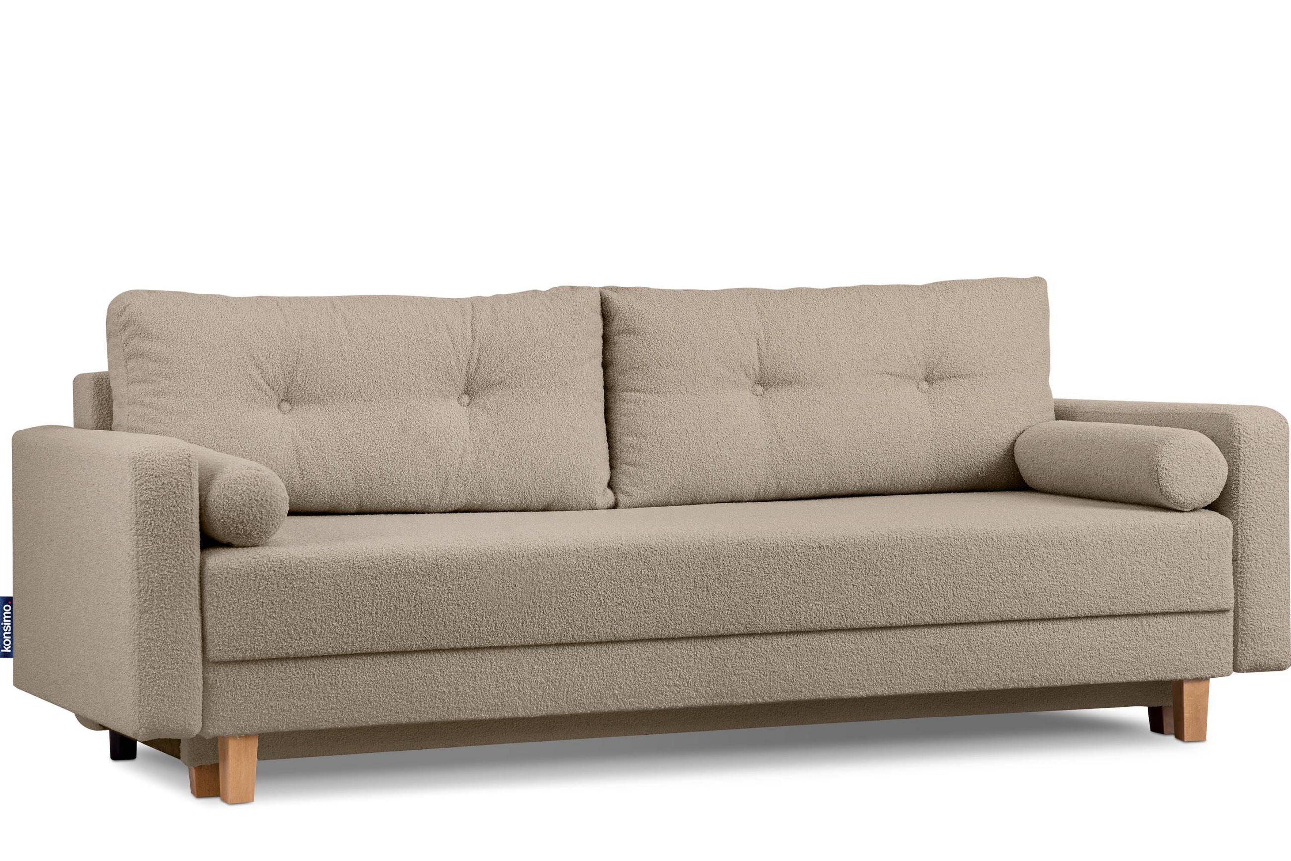 3-SITZER-SCHLAFSOFA ERISO mit weiche Sitzfläche und hohe Rückenlehne, Bouclé-Stoff, braun - Braun, Textil (220/80/100cm) - KONSIMO®