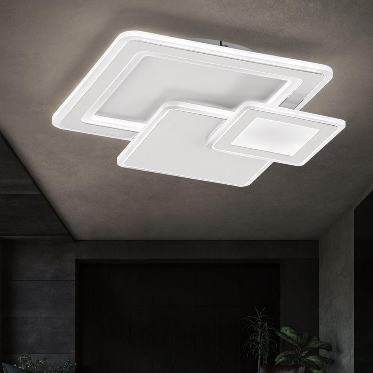 LED DECKENLEUCHTE MOLA Weiß Metall - Weiß, Metall (48/48/7.5cm) - Wofi