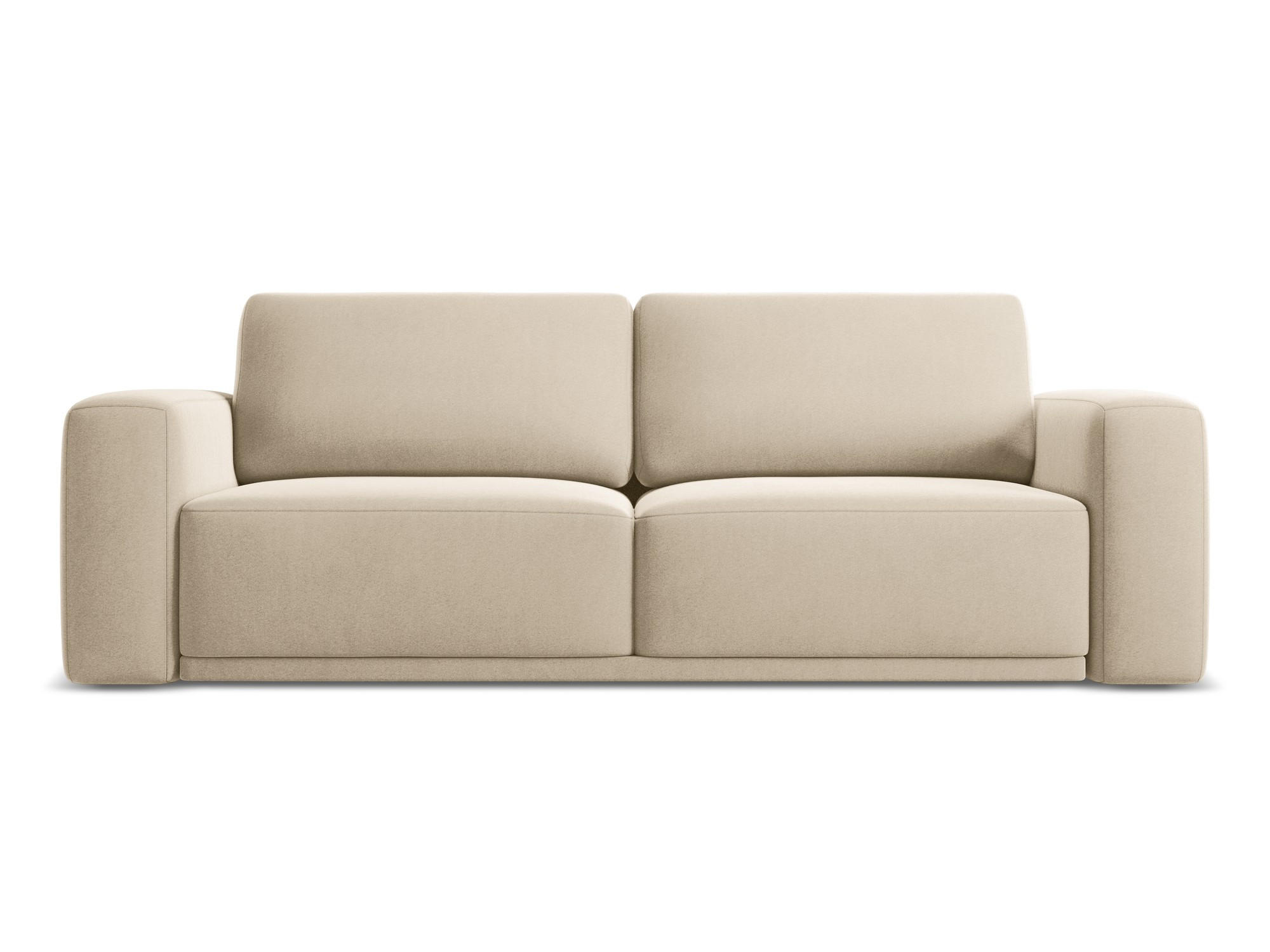 3-SITZER SOFA mit Schlaffunktion Samt Stoff Beige - Beige/Creme, Kunststoff/Textil (242/91/100cm) - Makamii