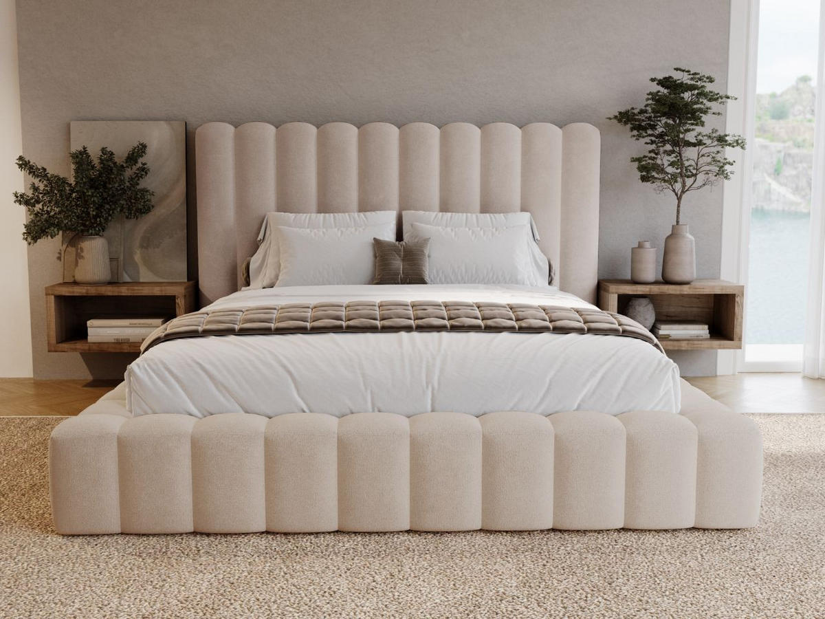 POLSTERBETT Rotto 180x200 Beige - Beige/Naturfarben, Holz/Kunststoff (180/200cm) - Graingold