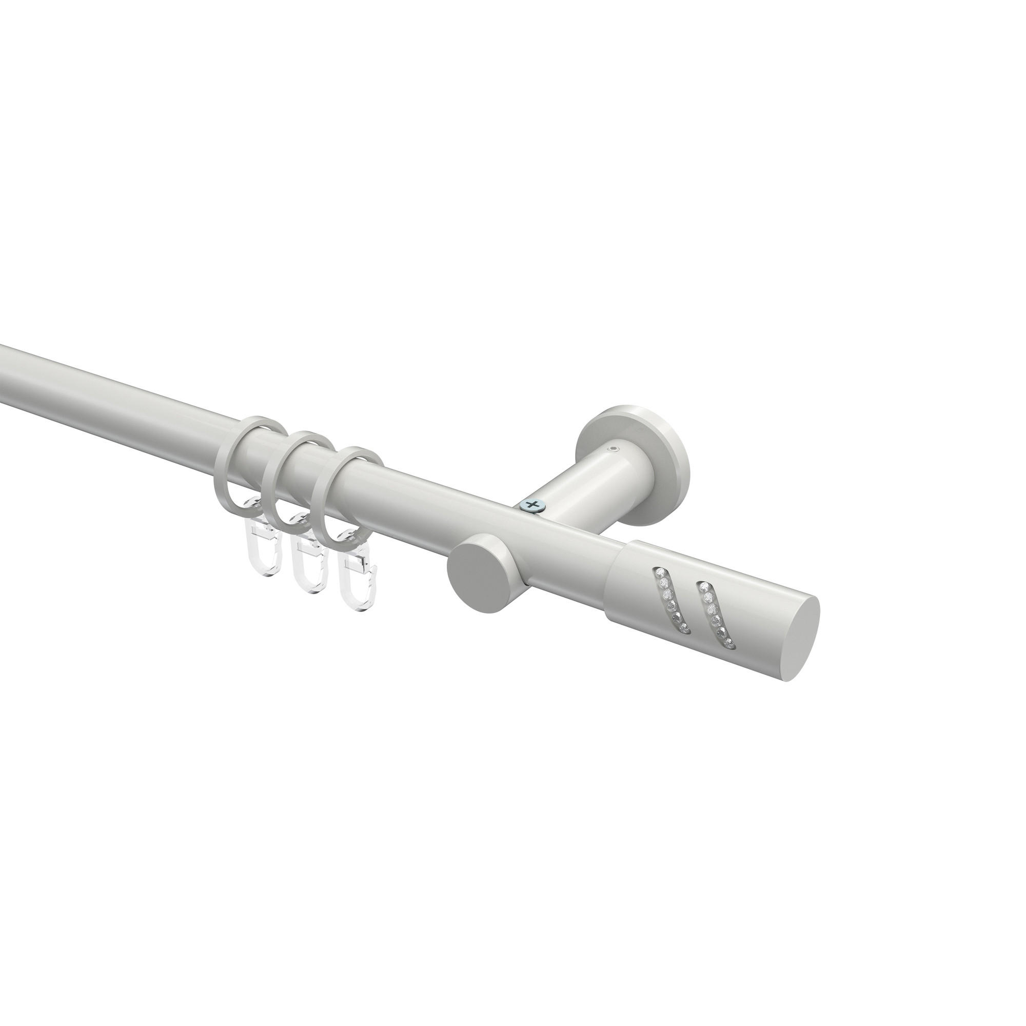 GARDINENSTANGEN-SET Platon Zoena 260 cm (geteilt in 2 x 130 cm), 1-läufig, 20 mm Ø Weiß - Weiß, Metall (260cm) - INTERDECO