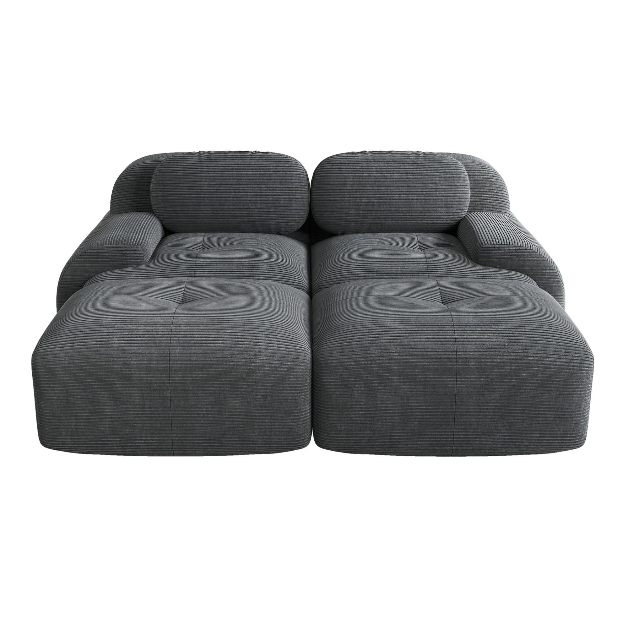 MODULÁRNÍ rohová pohovka z manšestru 208/178/70 cm bez rámu, s ergonomickými područkami a protiskluzovou základnou, Šedá - šedá, textil (208/75/178cm) - Redom