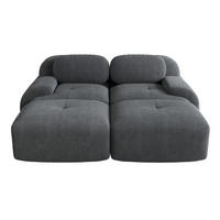 MODULÁRNÍ rohová pohovka z manšestru 208/178/70 cm bez rámu, s ergonomickými područkami a protiskluzovou základnou, Šedá - šedá, textil (208/75/178cm) - Redom