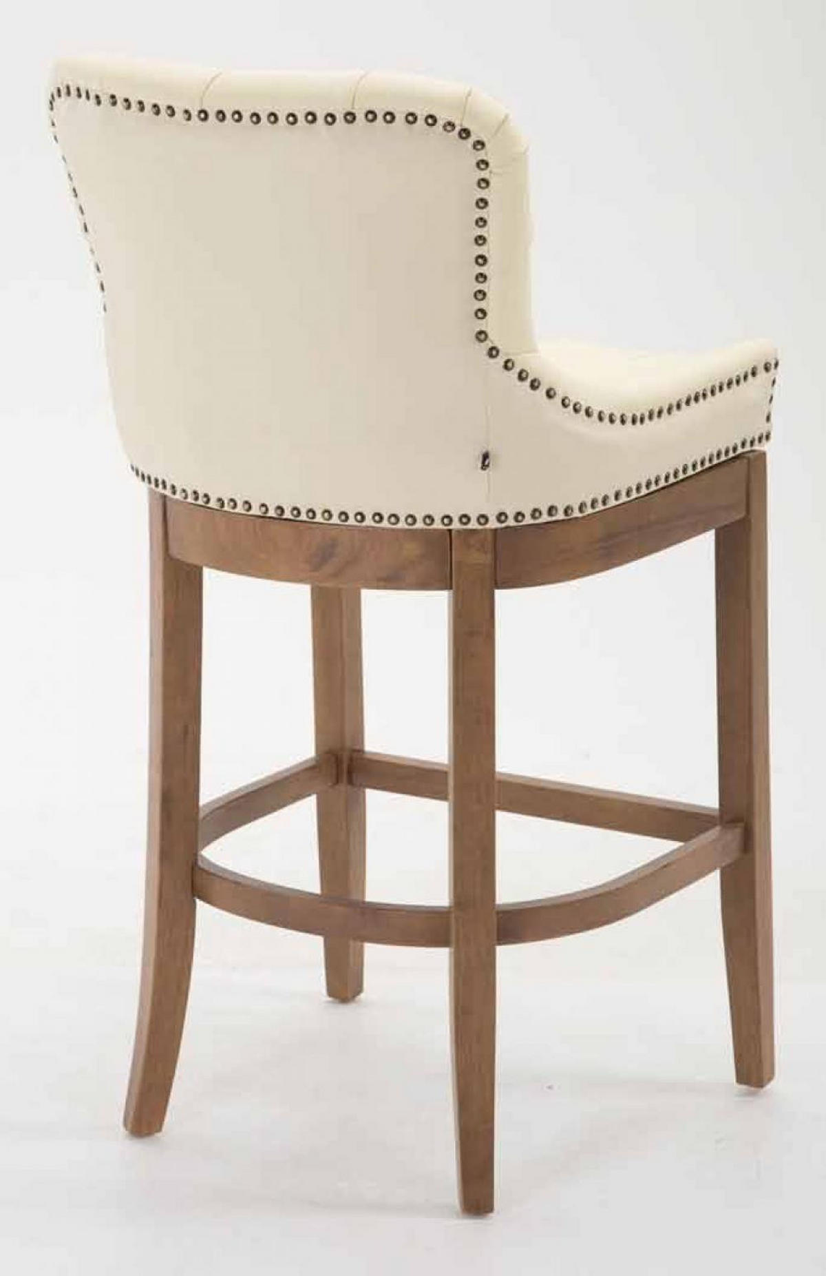 BARHOCKER 2er Set Echtleder creme - Creme/Naturfarben, Leder/Holz (55/109/57cm) - CLP