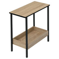 BEISTELLTISCH DE-37248 quadratisch mit 2 Regalen Holz - Eichefarben, Metall (50/25/55cm) - ComfortXL