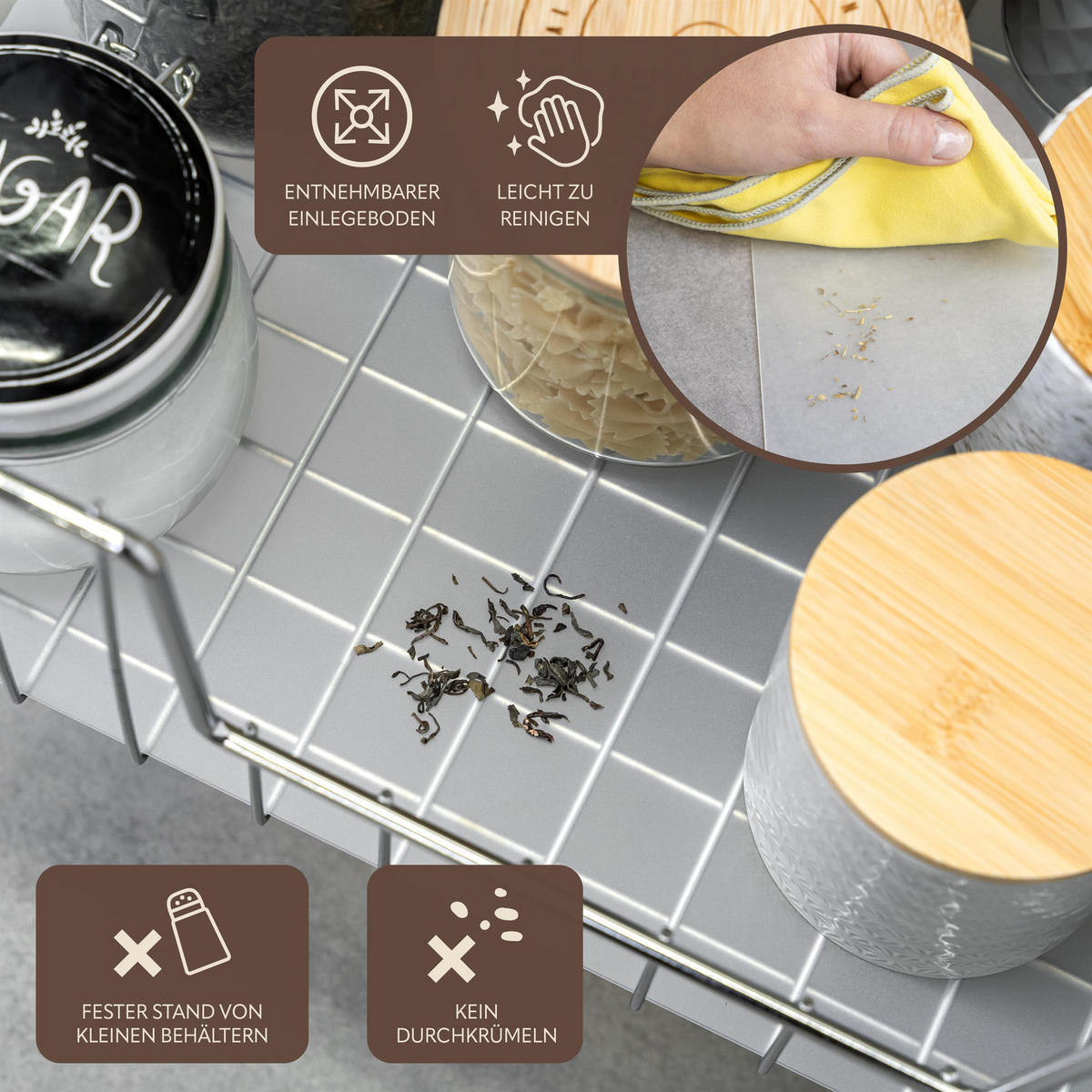 SCHRANK-KORBAUSZUG 30 cm, silber, Metall - Chromfarben, Metall (30/23/50.5cm) - bremermann