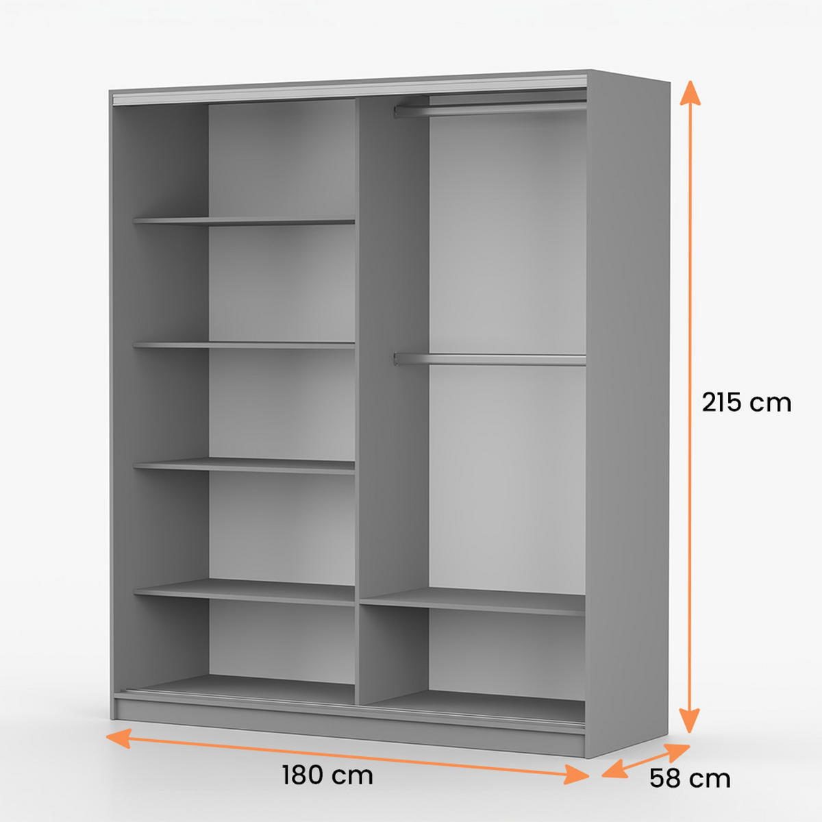 POSUVNÁ skříň Tokyo M 180 cm, 180/215/58, černý - černá, kompozitní dřevo (180/215/58cm) - imoebel24