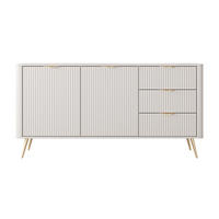 SIDEBOARD Vespasia 2T 3S Beige 163,2/81,2/38 cm – Geriffelten Fronten - Beige/Goldfarben, Holzwerkstoff/Metall (163.2/81.2/38cm) - AX Living