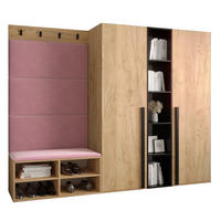 GARDEROBEN-SET 214/184/42 - Pink/Eichefarben, Holz/Kunststoff (214/184/42cm) - MÖBEL KRYSPOL