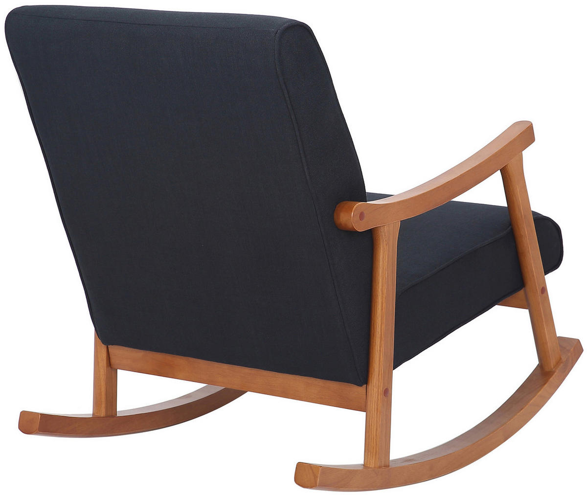 SCHAUKELSTUHL Morello Stoff, Gestell Kautschukhokz Walnuss Schwarz - Walnussfarben/Schwarz, Holz/Textil (67/82/92cm) - TPFLiving
