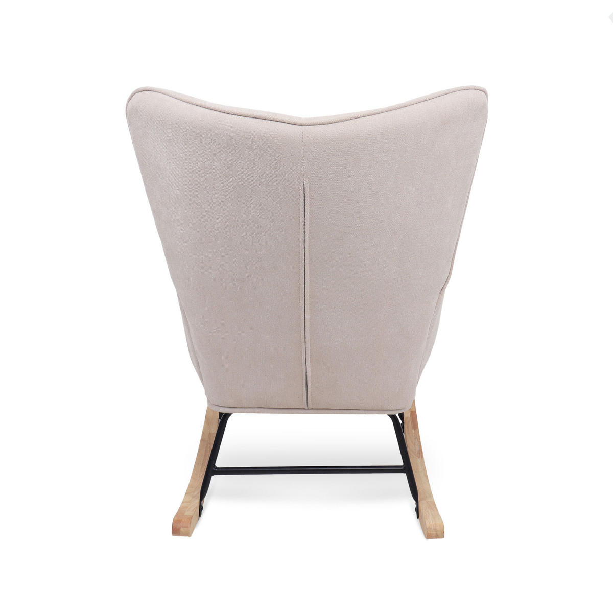 SCHAUKELSTUHL Luna Skandinavischer aus beigem Stoff mit Nähten - Beige/Akaziefarben, Holz/Holzwerkstoff (67/91/85.5cm) - Sicaan