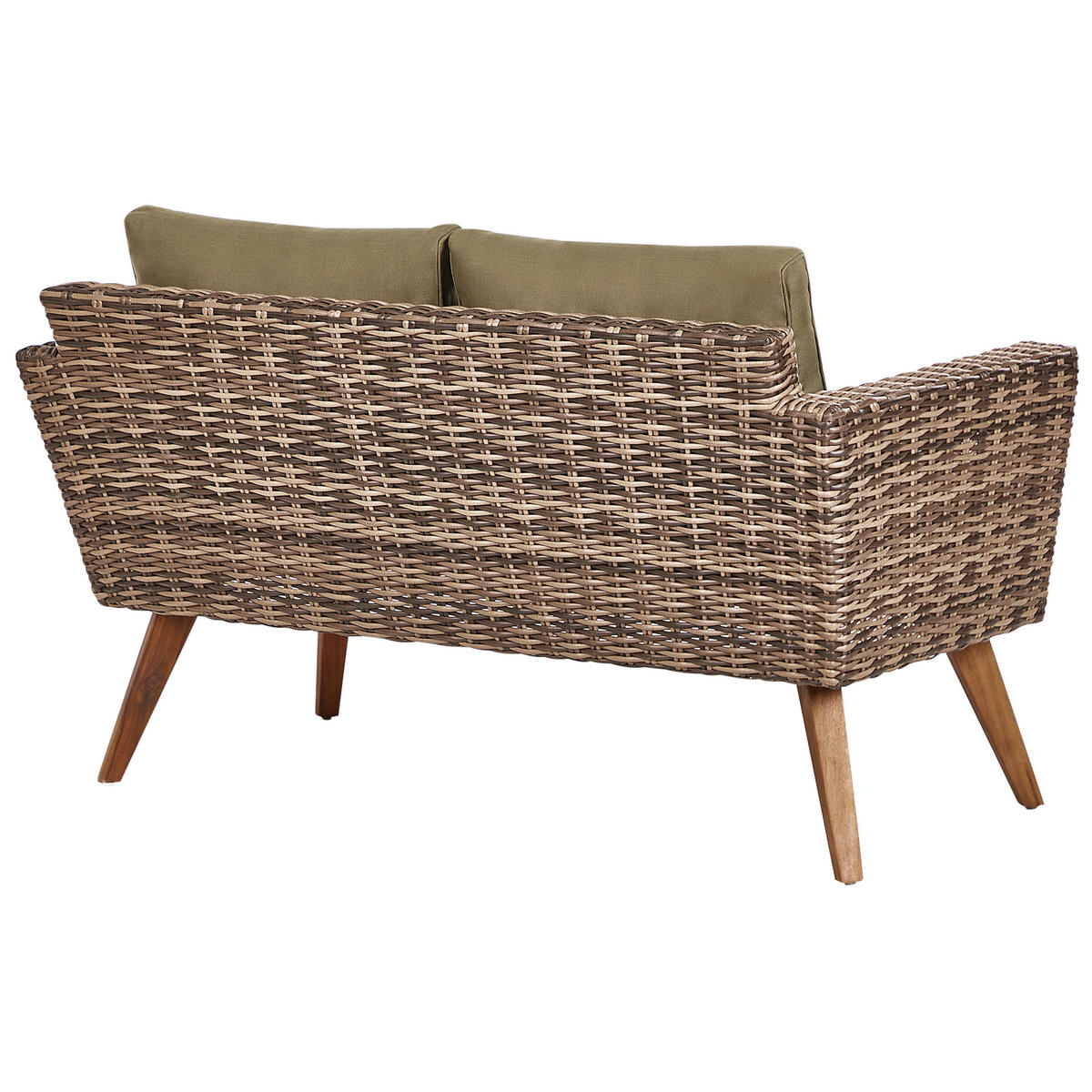 4-SITZER LOUNGE PE Rattan Olivgrün Vittoria - Hellbraun/Naturfarben, Kunststoff (70/70/135cm) - Beliani