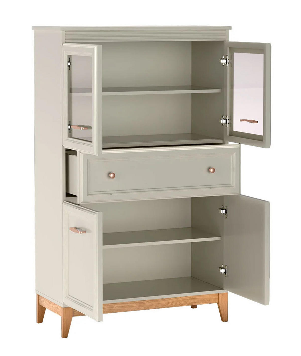 VITRINESCHRANK WINDSOR W-5 - Kaschmir, Holzwerkstoff (92/151/41cm) - Meblini