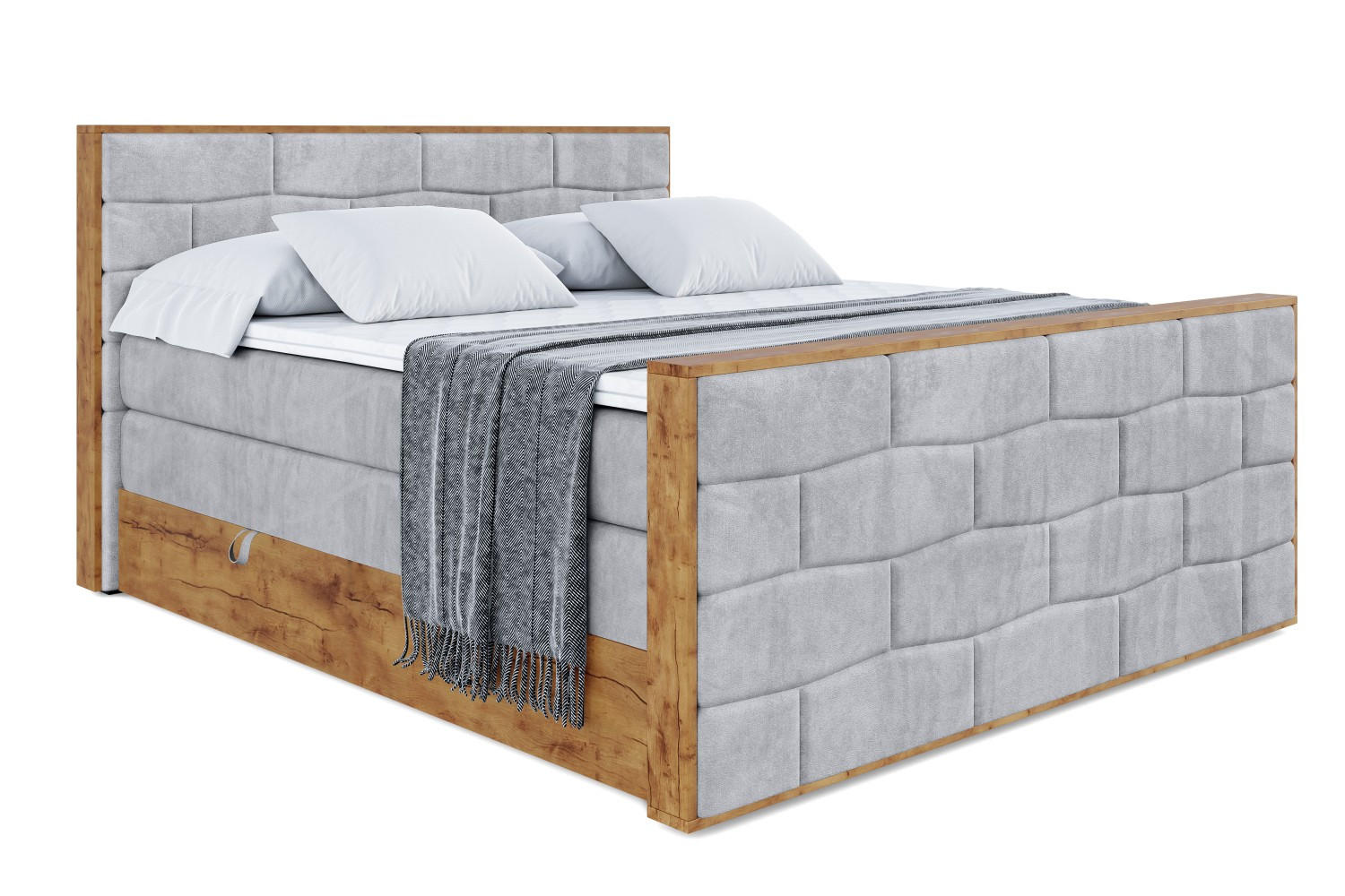 BOXSPRINGBETT mit Matratze H3|H4 und Lattenrost - LOLLI8-Z KING-160x200 - Grau Monolith - Hellgrau, Holzwerkstoff (160/200cm) - ALTDECOR