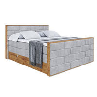 BOXSPRINGBETT mit Matratze H3|H4 und Lattenrost - LOLLI8-Z KING-160x200 - Grau Monolith - Hellgrau, Holzwerkstoff (160/200cm) - ALTDECOR