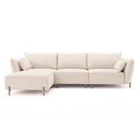 GARTENECKSOFA für Terrasse und Garten, Stoff Sunlight, Ecru, Links, SUNMEE - Ecru, Holz (238/90/165cm) - Kaiser Möbel