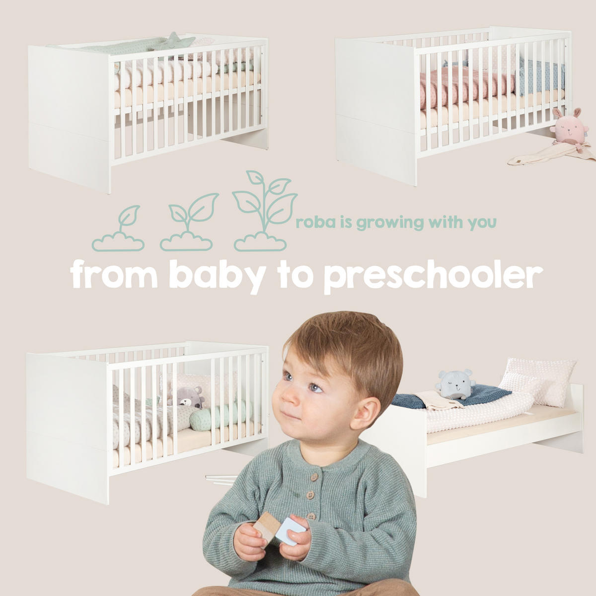 BABYZIMMER Elva 2-teilig - Creme, Holz (1/1/1cm) - Roba